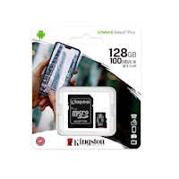 Memoria MicroSD Kingston Canvas Select 128GB 100mbs Adaptador