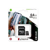 Memoria MicroSD Kingston Canvas Select 64GB 100mbs Adaptador