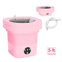 Mini Lavadora Portátil Plegable Moderna para Ropa con Drenaje Rosado F67