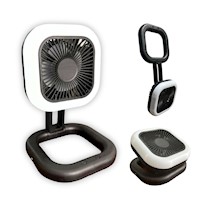 Mini ventilador portatil con luz led recargable - Negro
