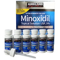 Minoxidil Liquido 5% Kirkland para Barba y Cabello Caja 6 Unid