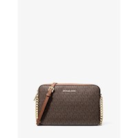 Michael Kors Bolso bandolera grande con logotipo estampado Jet Set | Marrón