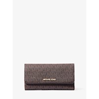 Michael Kors Cartera grande con tres pliegues y logotipo de Jet Set | Marrón