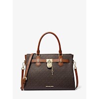 Michael Kors Bolso satchel mediano con logotipo de Hamilton | Marrón