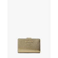 Michael Kors Cartera plegable mediana Jet Set de piel saffiano | Oro pálido