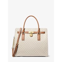 Michael Kors Bolso satchel de firma Hamilton Moderne | Vainilla/Bellota