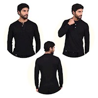 Pack de 3 Polos Cuello Henley Manga Larga Negro