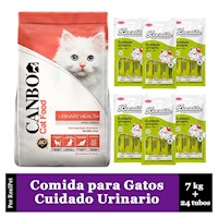 Comida Gato Problemas Urinarios Canbo 7 kg + Snack 24 tubos