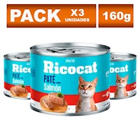 Comida Enlatada para Gatos Ricocat Adultos de Salmón 160g x3