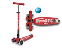 Scooter Maxi Micro Deluxe FOLDABLE LED Rojo