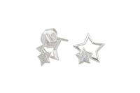 ARETE ESTRELLA DOBLE  CIRCON BLANCO PLATA 950