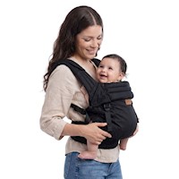 Mochila ergonómica Premium  black, fresco y resistente, soporte cervical, canguro, portabebé