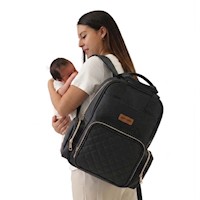 Mochila Pañalera Negra  2 en 1 Convertible a cambiador portátil