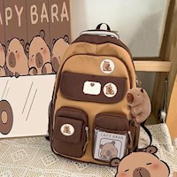 Mochila Escolar Capibara Kawaii De Gran Capacidad