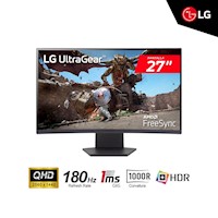 MONITOR LG VA 27 QHD(2560 x 1440) HDR 10 Curvatura 1000R 1ms 180 Hz  (2)HDMI (1)DP  FreeSync 27GS60QC-B