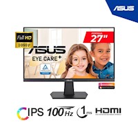 MONITOR ASUS 27" PANEL IPS VA27EHF FHD 1920x1080 Eye Care Rheinland-certified HDMI 1MS 100HZ (VA27EHF)