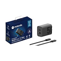 Cargador Motorola Turbo Power 50W Duo Cable USB-C - Negro