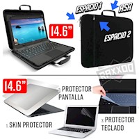 Kit Laptop 4 en 1 Funda Maletin hasta 14.6 + Skin Protector Pantalla Teclado
