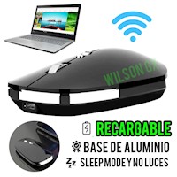 Mouse Inalambrico Recargable 2 en 1 de Aluminio USB Bluetooth Negro