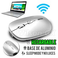 Mouse Inalambrico Recargable 2 en 1 de Aluminio Bluetooth y Wifi