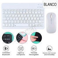 Teclado con Mouse Bluetooth Inalambrico para Pc Tablet Mac iPad Blanco