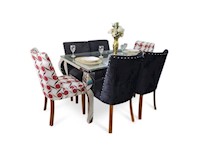 RABHÉ JUEGO DE COMEDOR ACERO LARA 06 SILLAS - NEGRO