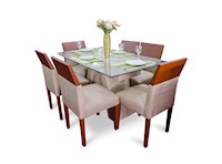 RABHÉ JUEGO DE COMEDOR MÁRMOL SALOMÉ 06 SILLAS - BEIGE