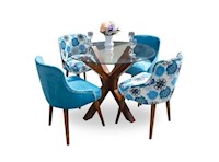 RABHÉ JUEGO DE COMEDOR NOA 04 SILLAS - TURQUESA