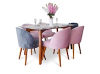 RABHÉ JUEGO DE COMEDOR AMAIA 06 SILLAS - ROSADO