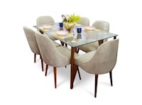 RABHÉ JUEGO DE COMEDOR JANA 06 SILLAS - BEIGE
