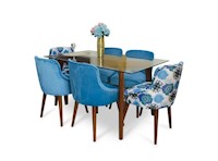 RABHÉ JUEGO DE COMEDOR LUCÍA 06 SILLAS - CELESTE