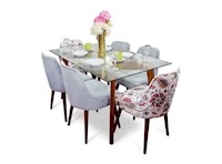 RABHÉ JUEGO DE COMEDOR THAIS 06 SILLAS - GRIS