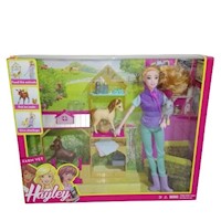 Set Muñeca Profesion Veterinaria Granja Blusa Niña 14pza Hayley