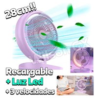 Ventilador Portatil Recargable USB con Luz Lámpara Led Escritorio