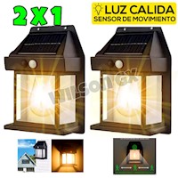 Combo 2 Foco Luz Solar + Sensor Movimiento Lámpara Exterior Recargable