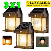 Kit 3 Foco Luz Solar Sensor Movimiento Lámpara Exterior Recargable