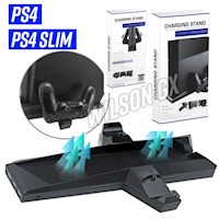 Base Cargador Dual Joystick Soporte Vertical Ps4 Slim Cooler Hub 3 Usb