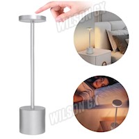 Lámpara de Mesa y Escritorio Touch Recargable Luz Cálida y Fría Plata