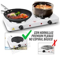 Cocina Electrica RAF 2 Hornillas Plana Premium 2000W Portatil