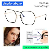 Lentes p Computadora Filtro Azul diseño urbano coreano Unisex dorado