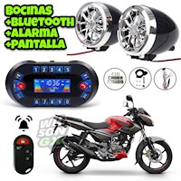 Kit Parlante Bocina Bluetooth Alarma para Moto con Pantalla y Control