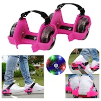 Patines de 2 ruedas con luces ajustable todo calzado rosa