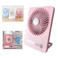 Ventilador con Lampara Portátil Kawaii Silencioso Recargable Rosa