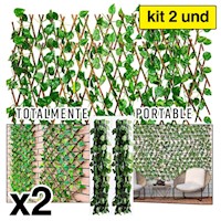 Cerco Artificial Extensible con Hojas grass retractil 3m Pack 2 unid