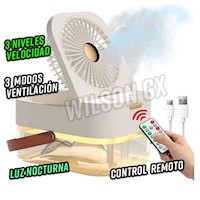 Ventilador humidificador 4 en 1 con Control y Luz led USB