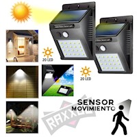 Kit 2 Foco Lampara Led Luz Solar con Sensor Movimiento 20 Led Reflect