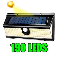 Foco Lampara Solar 190 Led Super Iluminado + 9 Led Azul y Rojo Sensor