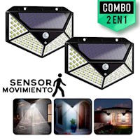 Combo Lampara Solar Con Sensor De Oscuridad Y Movimiento Luz 100 Leds