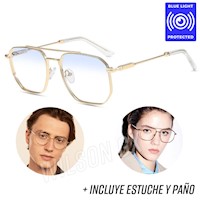 Lentes Premium Modelo Clásico Con Filtro Azul para Computadora Dorado