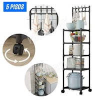 Estante Organizador 5 niveles Multiuso + Rueda 152 cm Cocina Baño